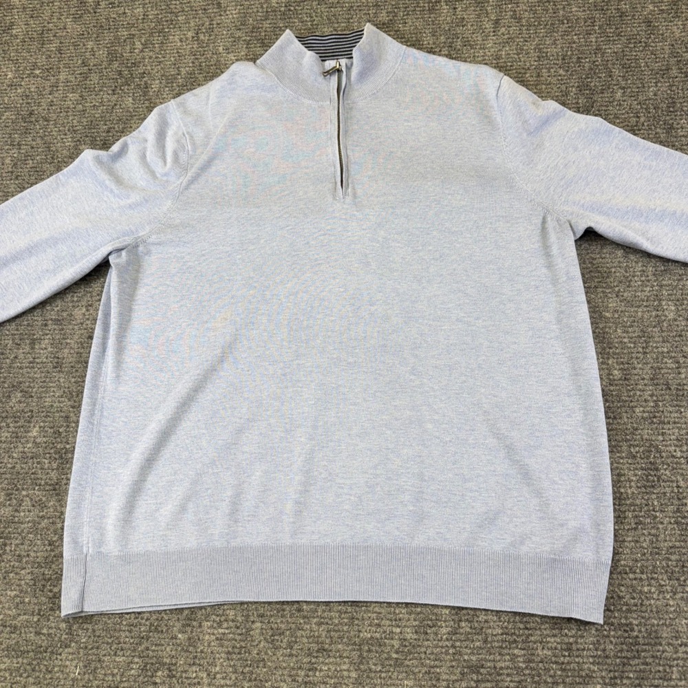 Brooks Brothers Mens Light Blue Qtr Zip Sweater Pullover Knit Mock Neck Size 2XL - Picture 1 of 16
